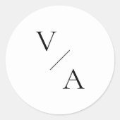 Elegante moderne monogram zwart-wit bruiloft ronde sticker (Voorkant)