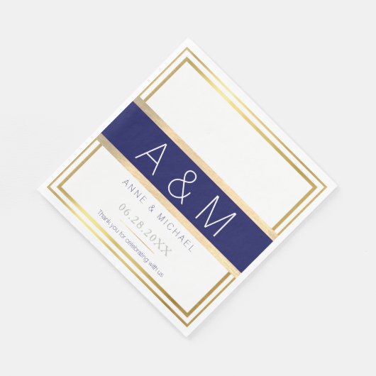 Elegante / moderne monogrammed bruiloft partij servetten (Hoek)