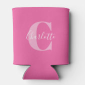 Elegante moderne monogramnaam in heet roze blikjeskoeler (Achterkant)