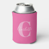Elegante moderne monogramnaam in heet roze blikjeskoeler (Blikje Achterkant)