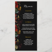 Elegante moderne moody bloemen bruiloft menu (Voorkant)