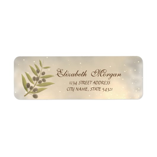 Elegante Moderne Mooie Olijftak Adres Etiket (Voorkant)