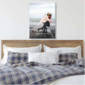 Elegante moderne Mr en Mrs Monogram Foto Bruiloft Canvas Afdruk (Insitu (Slaapkamer))