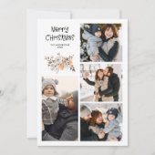 Elegante Moderne Multi Foto Botanische Waterverf Feestdagenkaart (Voorkant)