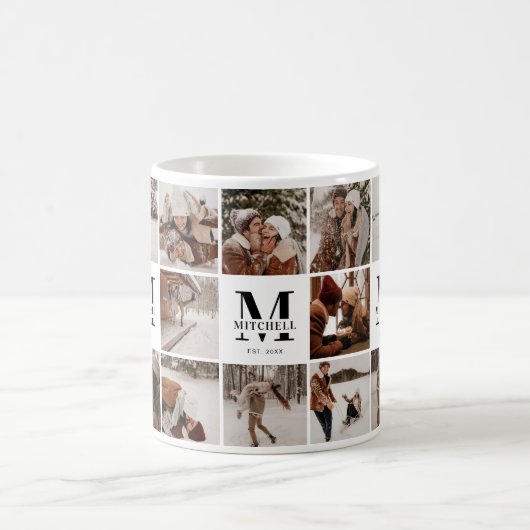 Elegante Moderne Multi Photo Collage Gift Keepsake Koffiemok (Center)
