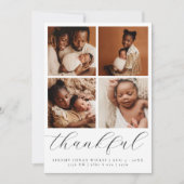 Elegante moderne multifoto collage Baby dankbaar Feestdagenkaart (Voorkant)