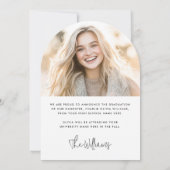 Elegante moderne naam foto afstuderen aankondiging (Achterkant)