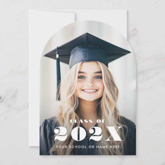 Elegante moderne naam foto afstuderen aankondiging (Voorkant)