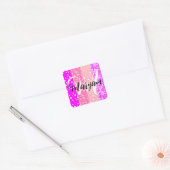 Elegante moderne naammonogram pastelroze vierkante sticker (Envelop)