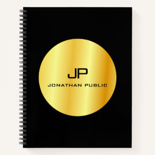 Elegante moderne namaak gouden monogram sjabloon notitieboek