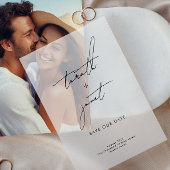 Elegante moderne namen slaan onze datum op vellum uitnodigingen