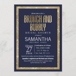 Elegante moderne Navy Blue Gold Sequin Brunch Bubb Kaart