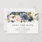 Elegante moderne Navy & Blush alle seizoenen bruil Save The Date (Voorkant)