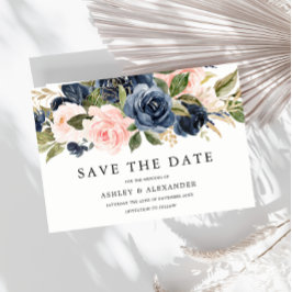 Elegante Moderne Navy & Blush Alle Seizoenen Trouw Save The Date