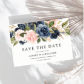 Elegante Moderne Navy & Blush Alle Seizoenen Trouw Save The Date