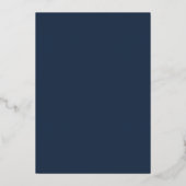 Elegante moderne navy zilveren brunch en bubbels folie uitnodiging (Achterkant)