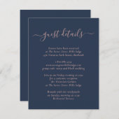 Elegante moderne navyblauwe en blush bijlage kaart (Voorkant / Achterkant)