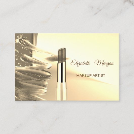 Elegante moderne nep goud, lippenstift visitekaartje (Voorkant)