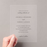 Elegante Moderne Neutrale Bruiloft Acryl Uitnodigingen<br><div class="desc">Dit ontwerp maakt deel uit van een tijdloze bruiloft uitnodigingssuite met delicate typografie en een schone,  minimalistische lay-out. De neutrale,  moderne esthetiek geeft het een verfijnd en gesofisticeerd gevoel,  waardoor het prachtig combineert met zowel zachte als felle kleuren bruiloftspalettes.</div>