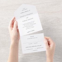 Elegante Moderne Neutrale Bruiloft All In One Uitnodiging
