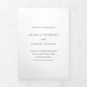 Elegante Moderne Neutrale Bruiloft Drieluik Uitnodiging (Cover)