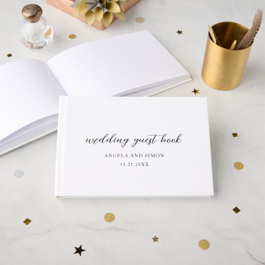 Elegante Moderne Neutrale Bruiloft Gastenboek (Voorkant open)