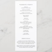 Elegante Moderne Neutrale Bruiloft Programmakaart (Achterkant)