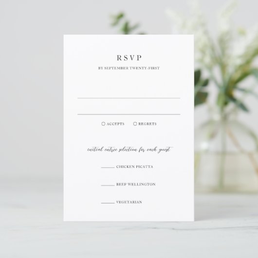 Elegante Moderne Neutrale Bruiloft RSVP Kaartje (Staand voorkant)