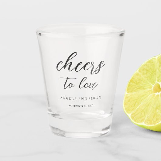 Elegante moderne neutrale bruiloft shot glas (Voorkant)
