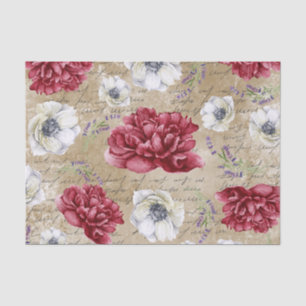 Elegante moderne neutrale grunge Pioenen decoupage Tissuepapier