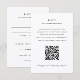 Elegante moderne neutrale QR-code bruiloft RSVP Kaartje