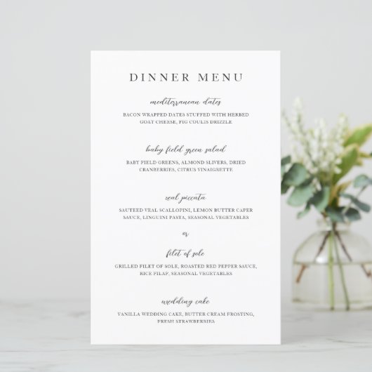 Elegante moderne neutrale trouwmenu (Staand voorkant)