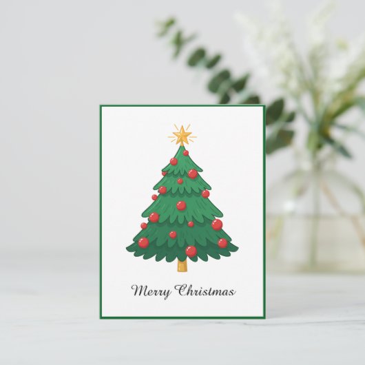 Elegante moderne niet-foto kerstboom feestdagenkaart (Staand voorkant)