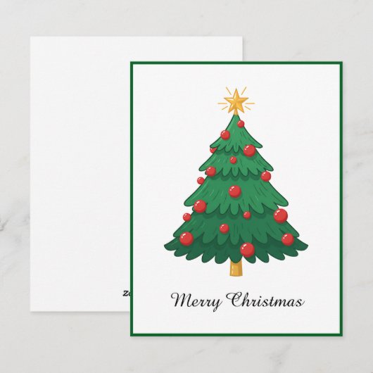 Elegante moderne niet-foto kerstboom feestdagenkaart (Voorkant / Achterkant)