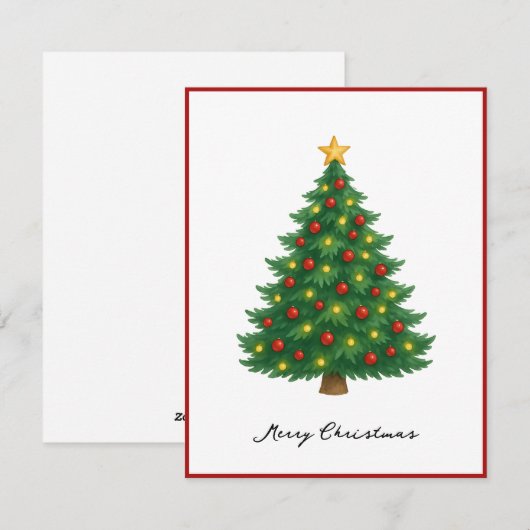 Elegante moderne niet-foto kerstboom feestdagenkaart (Voorkant / Achterkant)