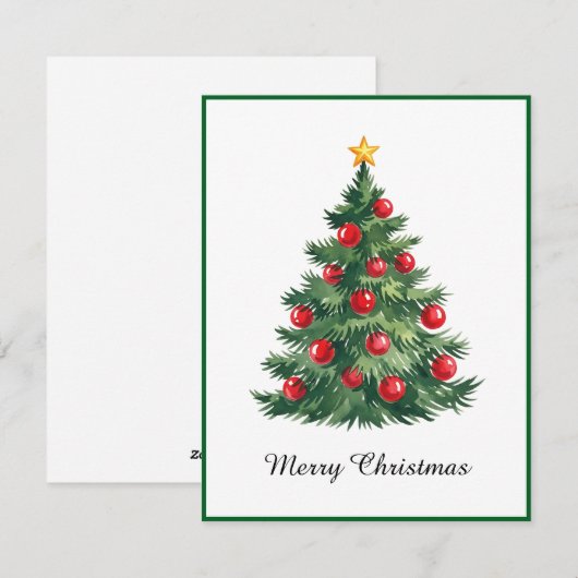 Elegante moderne niet-foto kerstboom feestdagenkaart (Voorkant / Achterkant)