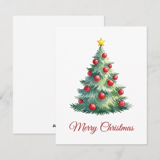 Elegante moderne niet-foto kerstboom feestdagenkaart (Voorkant / Achterkant)