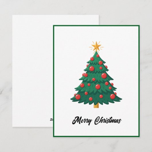 Elegante moderne niet-foto kerstboom feestdagenkaart (Voorkant / Achterkant)