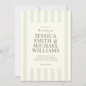 Elegante moderne olijfgroene gestreepte bruiloft kaart (Voorkant)