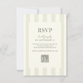 Elegante moderne olijfgroene gestreepte bruiloft RSVP kaartje (Voorkant)