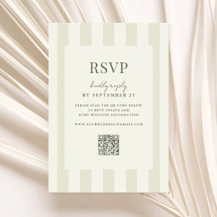 Elegante moderne olijfgroene gestreepte bruiloft RSVP kaartje