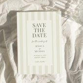 Elegante moderne olijfgroene gestreepte bruiloft save the date