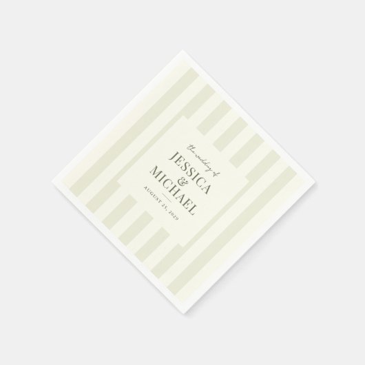 Elegante moderne olijfgroene gestreepte bruiloft servet (Hoek)