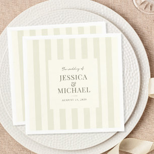 Elegante moderne olijfgroene gestreepte bruiloft servet