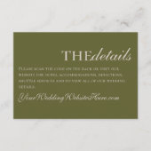 Elegante moderne olijfgroene monogram bruiloft informatiekaartje (Voorkant)