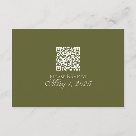 Elegante moderne olijfgroene monogram bruiloft informatiekaartje (Achterkant)