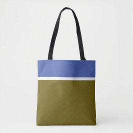 Elegante moderne olijfmedium blauwe witte strepen tote bag