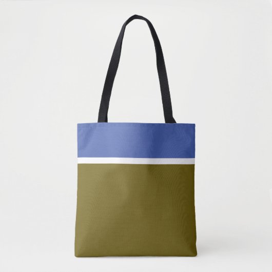 Elegante moderne olijfmedium blauwe witte strepen tote bag (Voorkant)