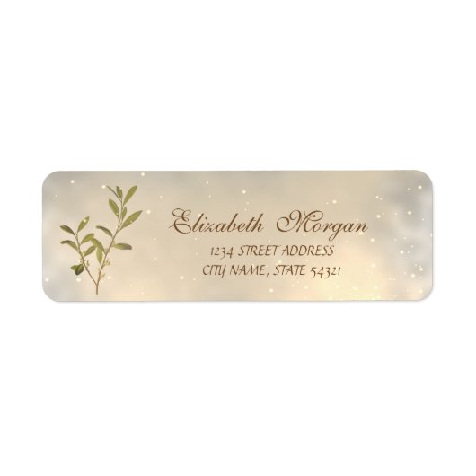 Elegante moderne olijftak adres etiket (Voorkant)