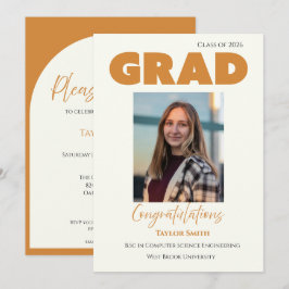 Elegante moderne oranje tekst op crèmegradatie kaart